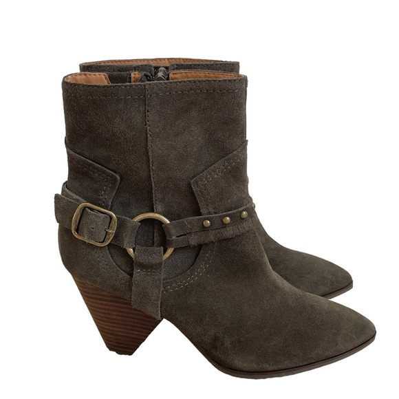 Lucky Brand Women’s Majoko Suede Mid-calf Harness Boots Size 7.5 Dark Moss Green - Picture 2 of 9